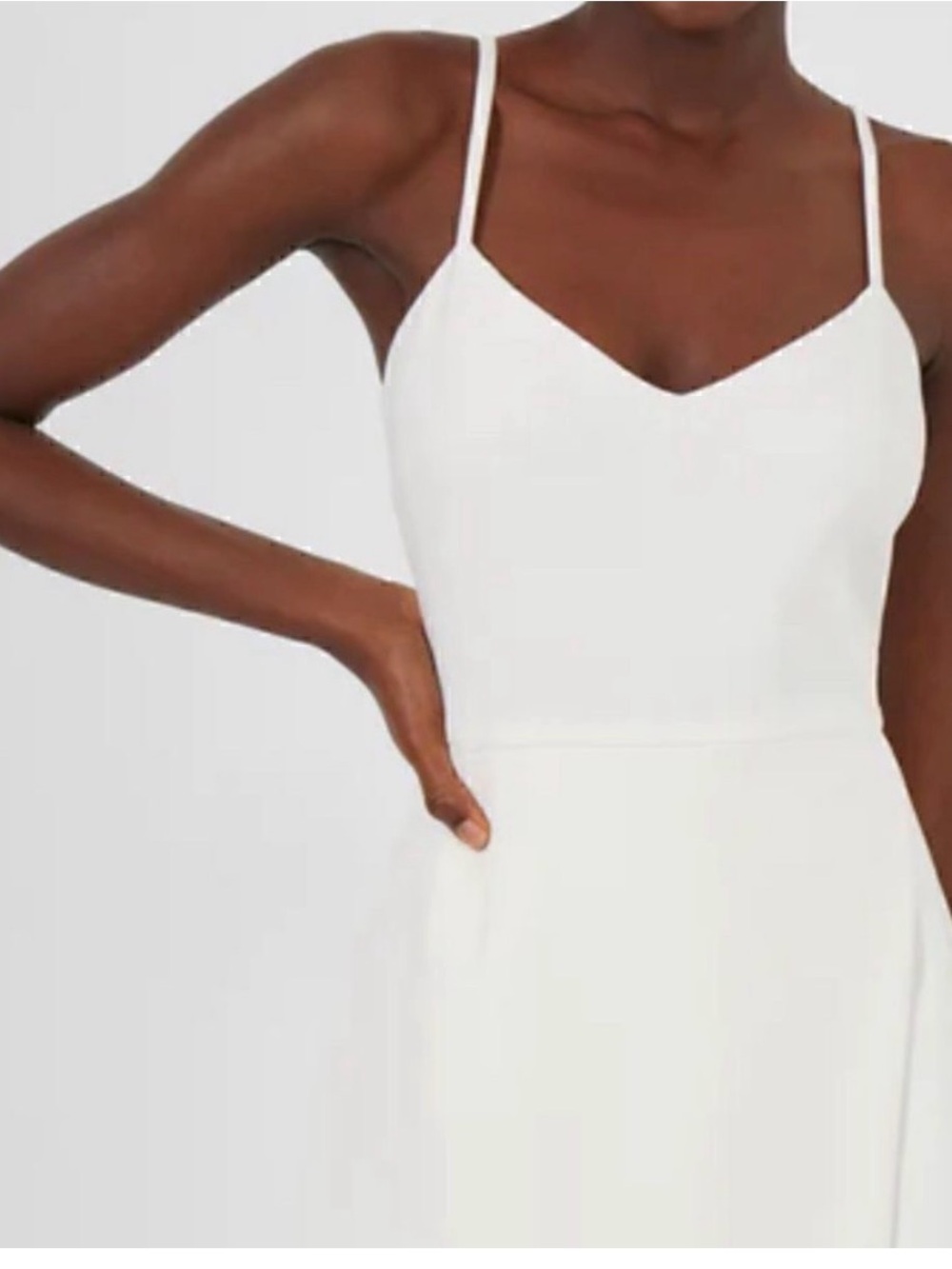 French Connection Whisper Envelope White Strapless V-Neck Dress Spaghetti Straps